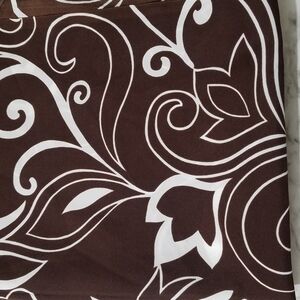 Polyester Fabric Brown with White Flowers 2 1/2 Yards 45" Wide New Old Stock